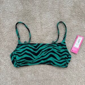 Xhilaration Green and Black Zebra Bikini Top